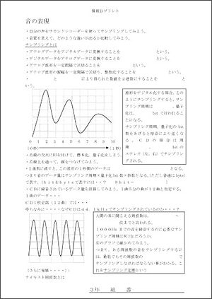 図６　音のデジタル化の授業プリント