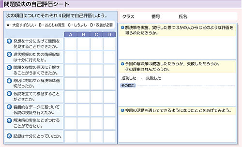 図７　 自己評価シートの例　（日本文教出版「社会と情報」p.159）